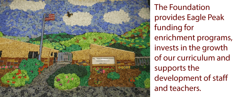 school-wording CFEP handmade picture with CFEP mission statement for Community Foundation Eagle Peak